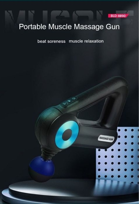 Ударный массажер Massage Gun Sk-8890 массажный пистолет c 12 насадками