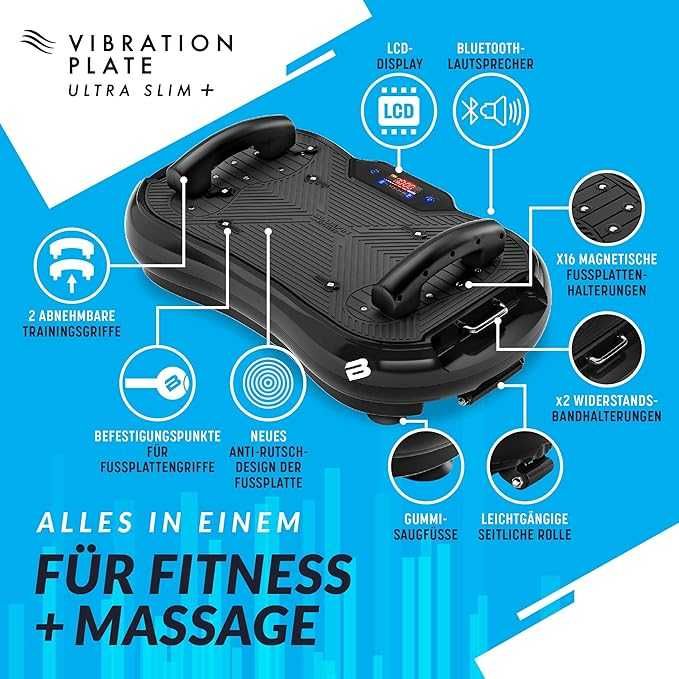 Placă vibratoare Bluefin Fitness, ultra subțire, plus, dispozitiv de antrenament
