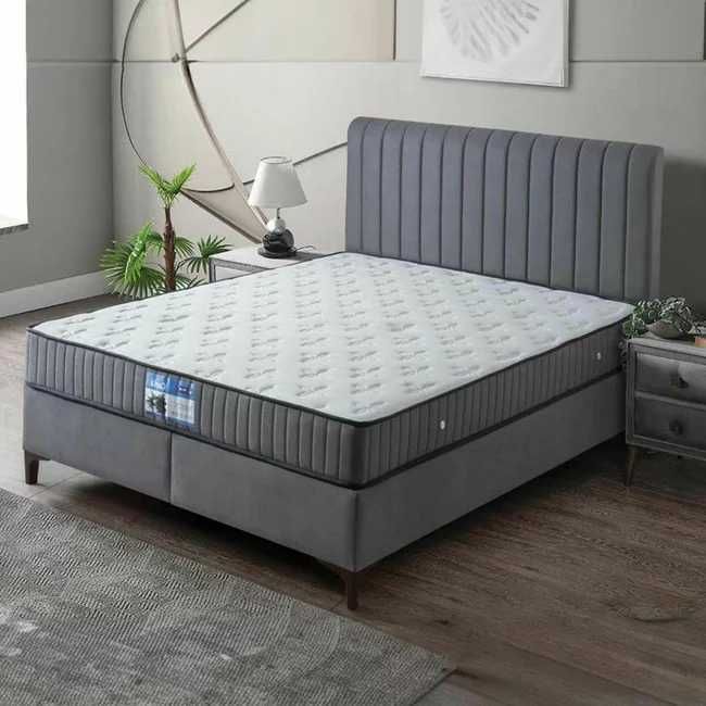 Set pat tapițat Calia + saltea, țesătură respirabilă, 160x200 cm, gri