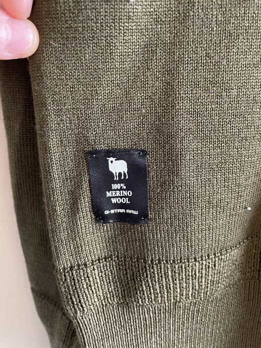Чисто нов пуловер G-star raw, merino вълна, маслинен цвят