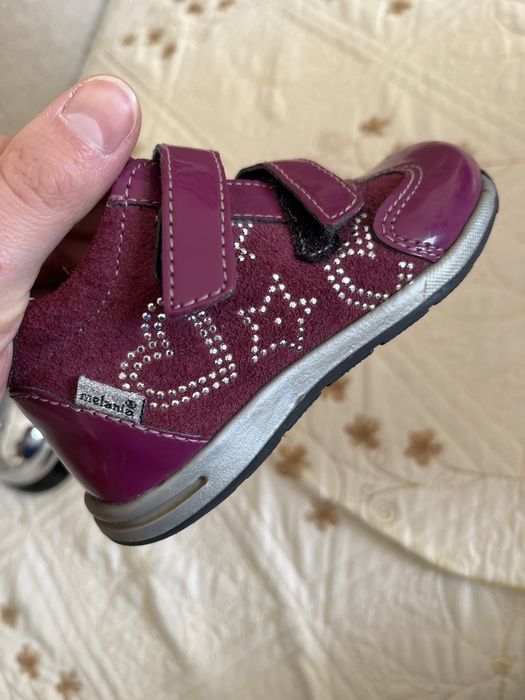 Pantofi ghetute mov Melania 21 piele naturala lacuita si intoarsa