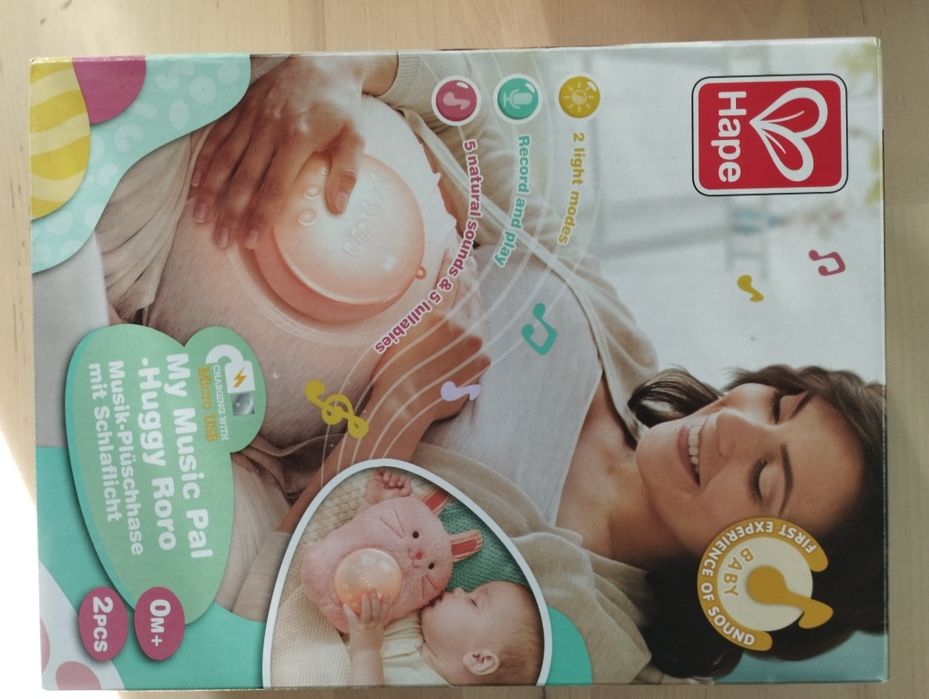 Интерактивна играчка, Hape, Музикална плюшена лампа за сън, Зайче, 23