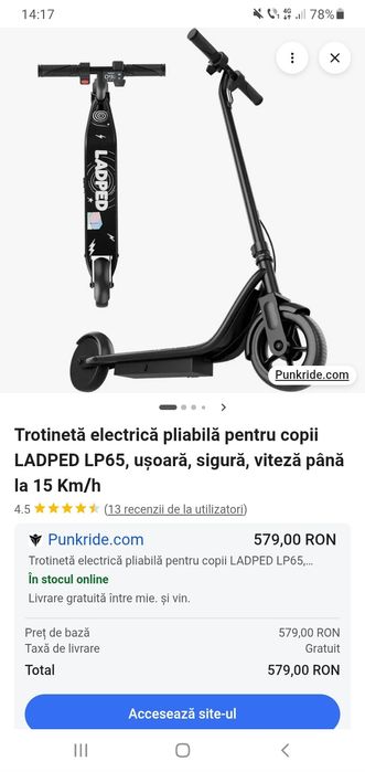 Trotineta electrică nou nouța pentru copii 12 13 ani.