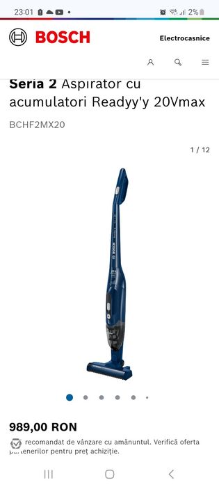 Aspirator vertical Bosch Readyy'y Series 2 20v max
