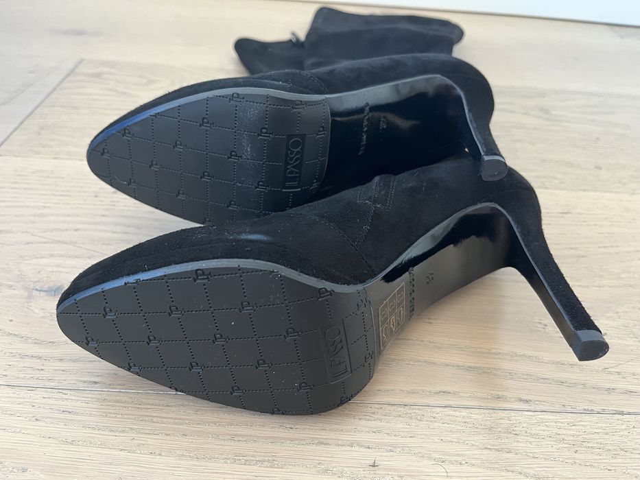 Cizme lungi Il Passo, negre, piele întoarsă, mărime 37 - Noi