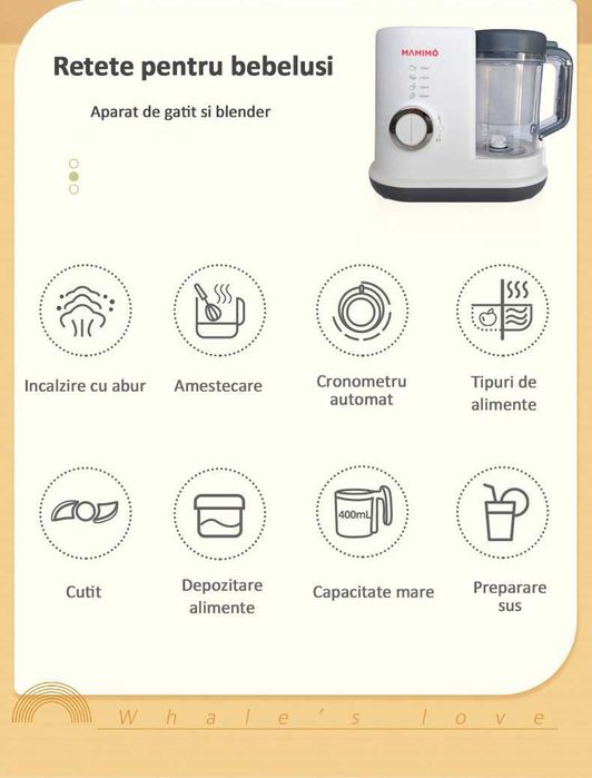 Aparat de gatit cu aburi si functie de blender 2 in 1