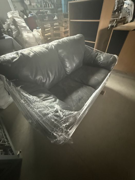 Диван естествена кожа- черен