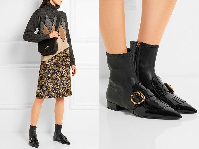 Prada боти черни лачени размер 37,5