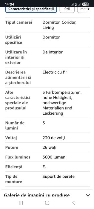 Aplica perete 26W, metal