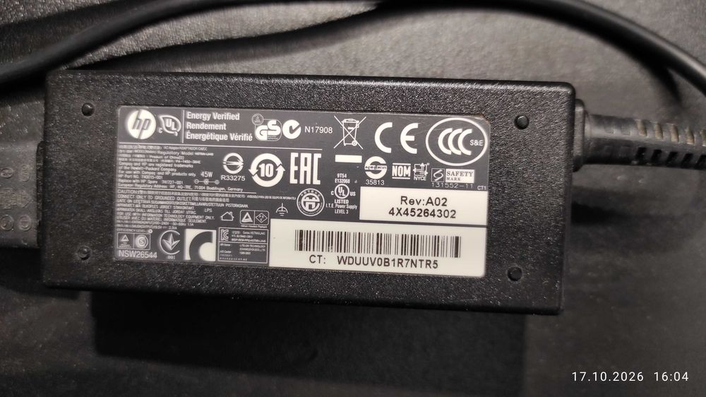 Оригинално зарядно, адаптер, захранване за лаптоп HP 19.5 V, 2 .31 A