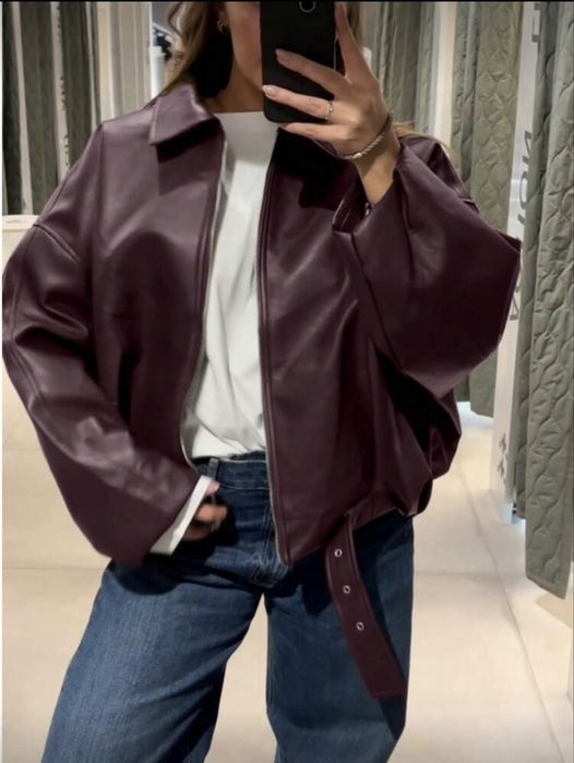 Кожено яке бордо