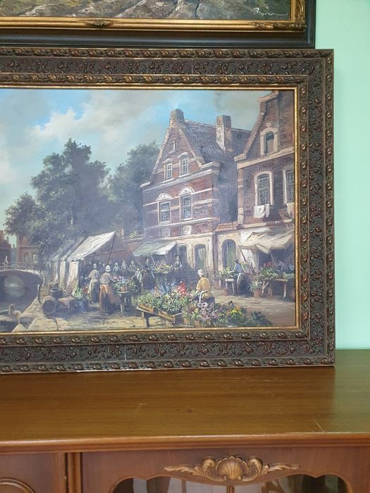 Изключителна антикварна авторска майсторска картина масло върху платно