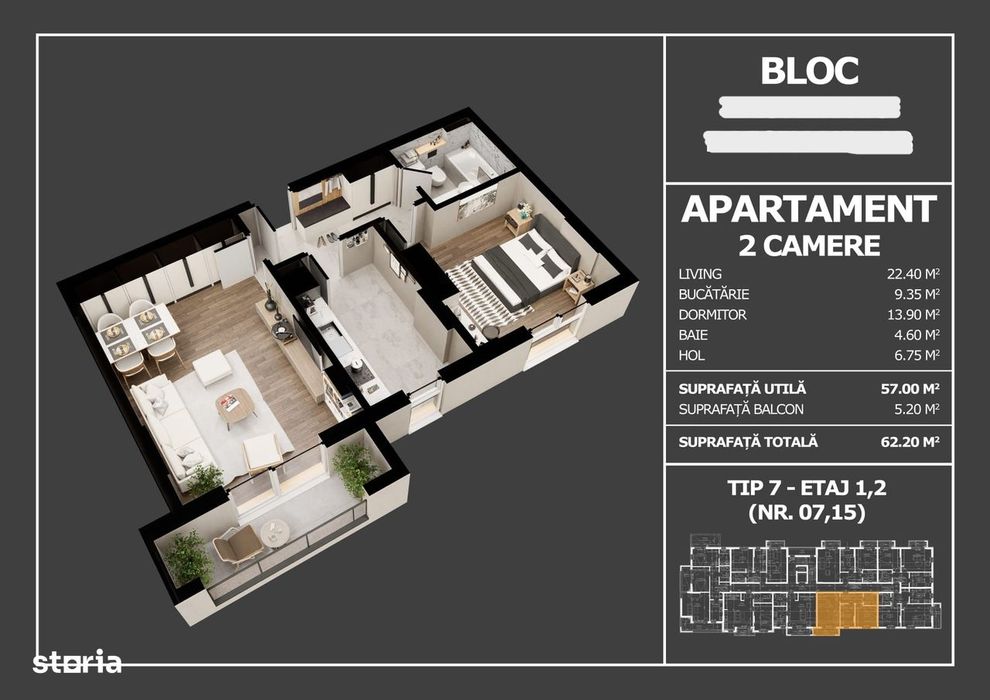 Apartament cu 2 camere și balcon | Popesti-Leordeni |La cheie — fotografia 1