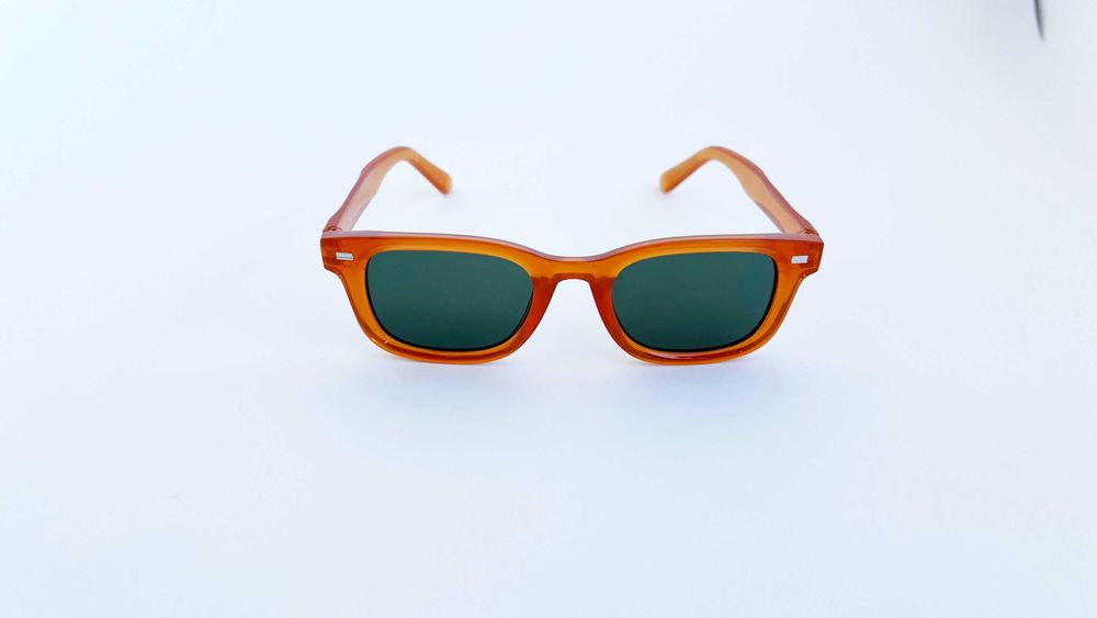 Ochelari de soare Moscot Klutz Style - Rama portocalie Lentile verzi