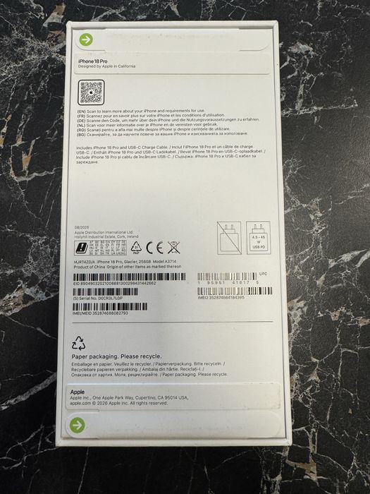 2x Apple iPhone 18 Pro c 256GB (Силвър/Син) Гаранция Фактура Цена на телефон 1300€