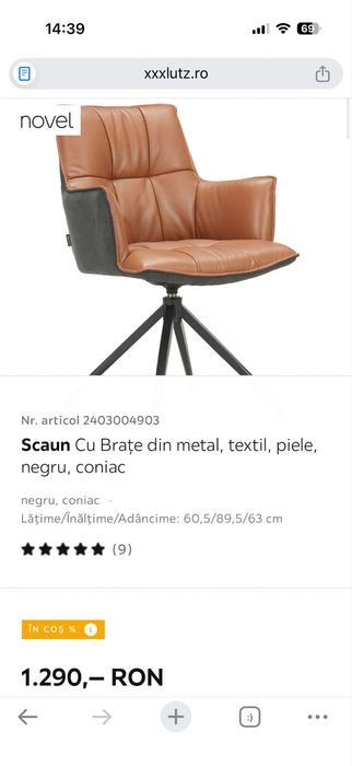 set 2 scaune rotativ de peiele novel