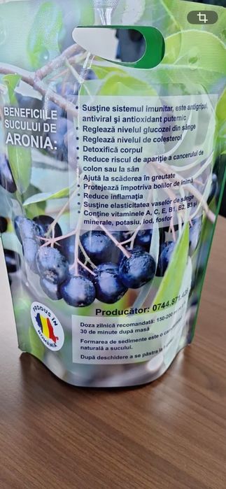 Suc aronia natural 100% ARAD