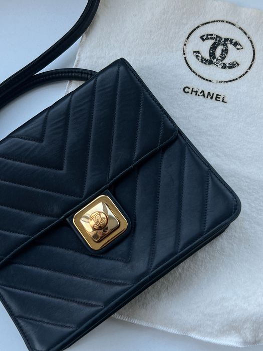 geantă Chanel Vintage Chevron Single Flap