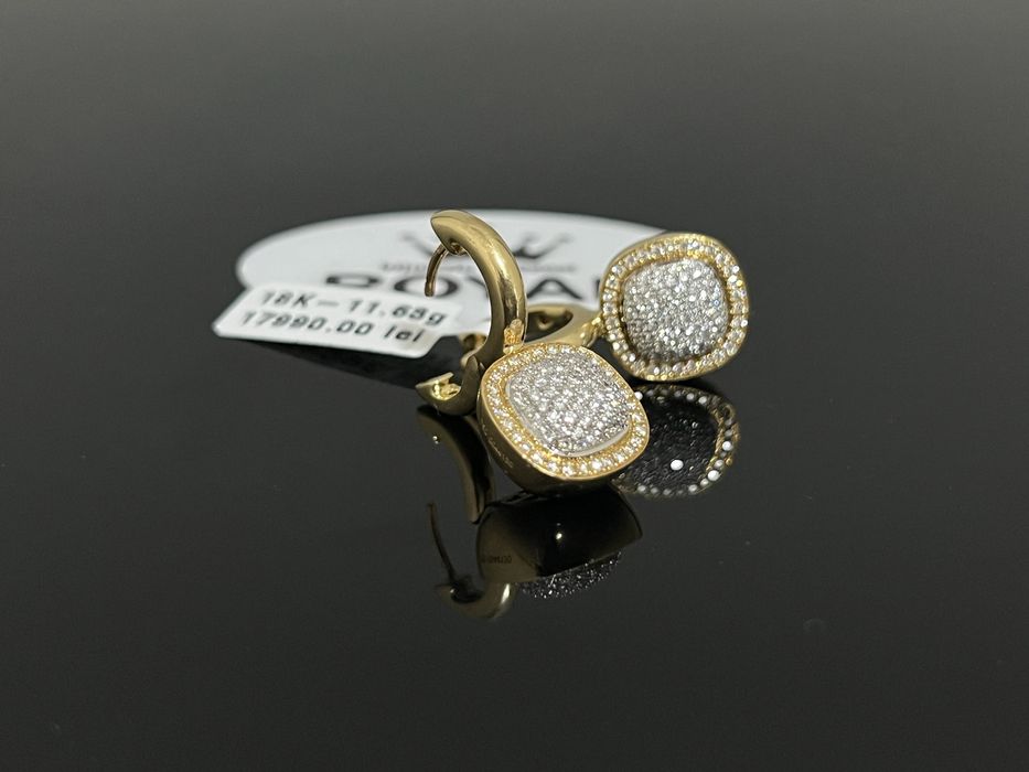 Bijuteria Royal CB : Cercei cu 180 diamante naturale 18K 11,63 grame