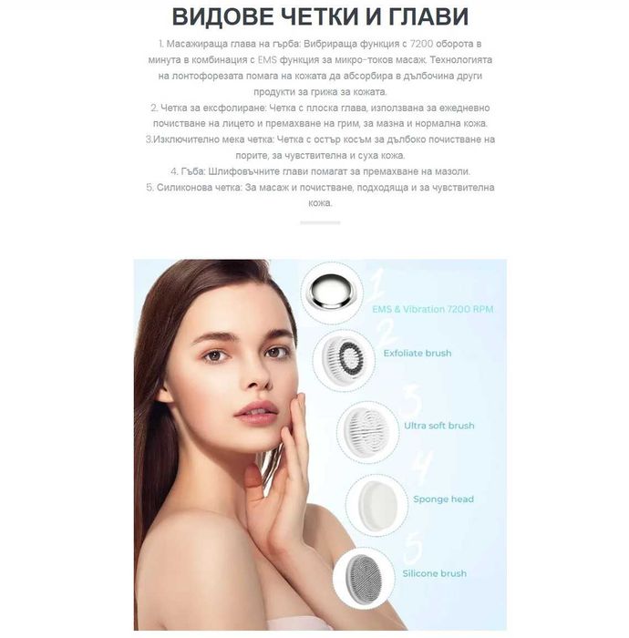 Уред за професионално почистване на лице с функция Ion EMS лифтинг