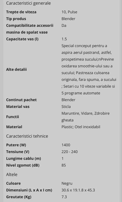 Blender cu mixare in vid TOFF DOMINIUM TO4001, 1.5l, 1400W