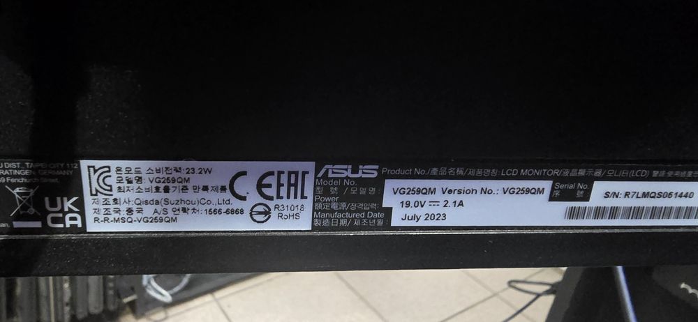 Hope Amanet P6 Monitor ASUS VG259QM 280Hz