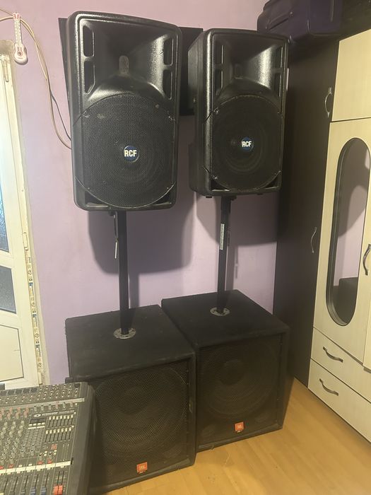 boxe active rcf art 312 basi pasivi jbl de 18 si stabilizator de 5000w