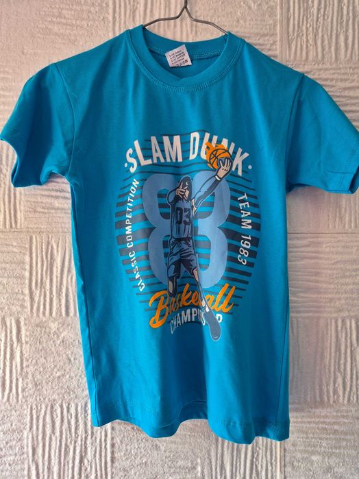 Compleu băieți nou, tricou + pantaloni, albastru, 8-9 ani (140)