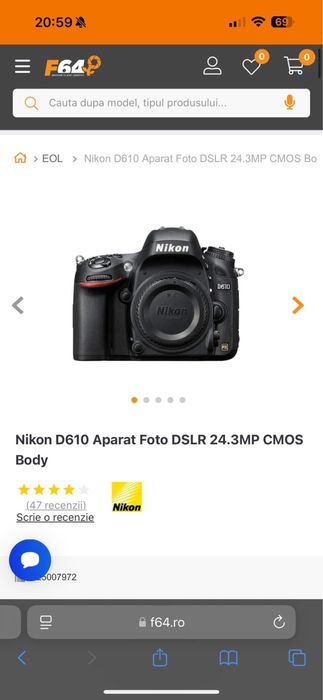 Nikon D610 full Frame + Nikon 50mm f 1.8g + accesorii