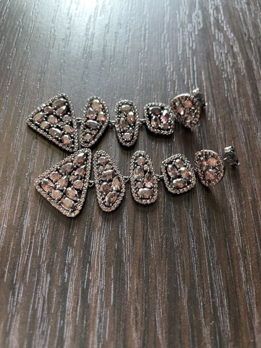 Серебряные серьги с розовыми фианитами