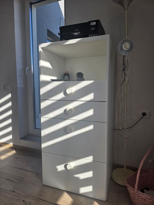 Set 2 buc  x Comoda IKEA STUVA / FÖLJA albă, 4 sertare – 60x50x128 cm