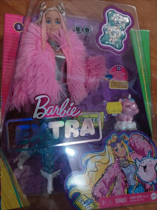 Păpuşă Barbie Extra (3) (GRN28)/ Nouă, în cutie, cu Accesorii / Purcel