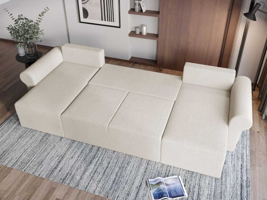 Coltar U Extensibil Bonito plusat aspect lana alba - Transport Gratuit