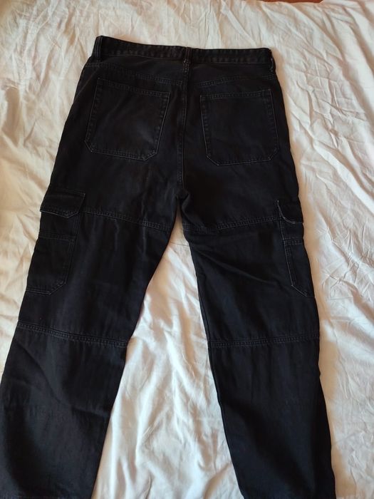 Blugi cargo, negri Bershka  ,44