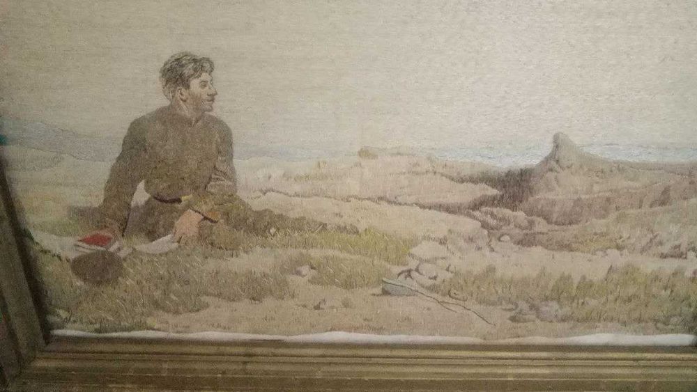 Полотно из нитей шелка работа мастера в течении 2 лет, 1936г, Сталин