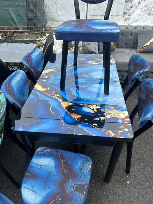 Masa de sticla cu 6 scaune