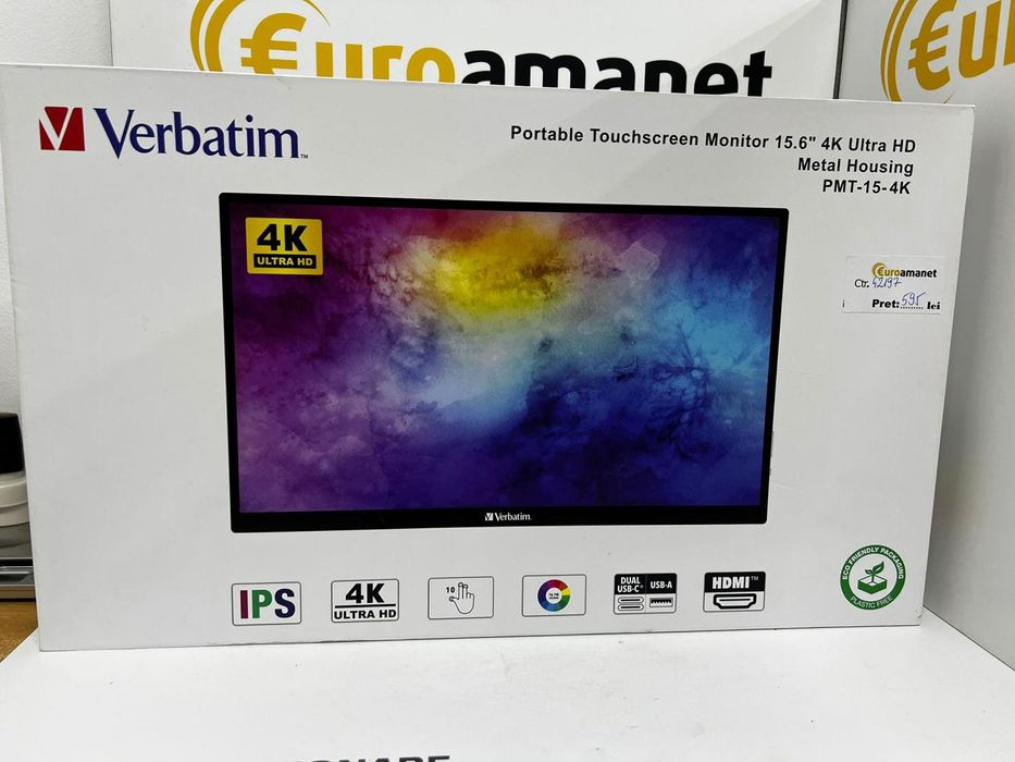 Monitor portabil Verbatim Touchscreen PMT-15-4K -I-