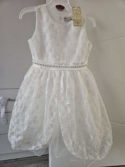 Детска официална бяла рокля с тюл Fiona & Co