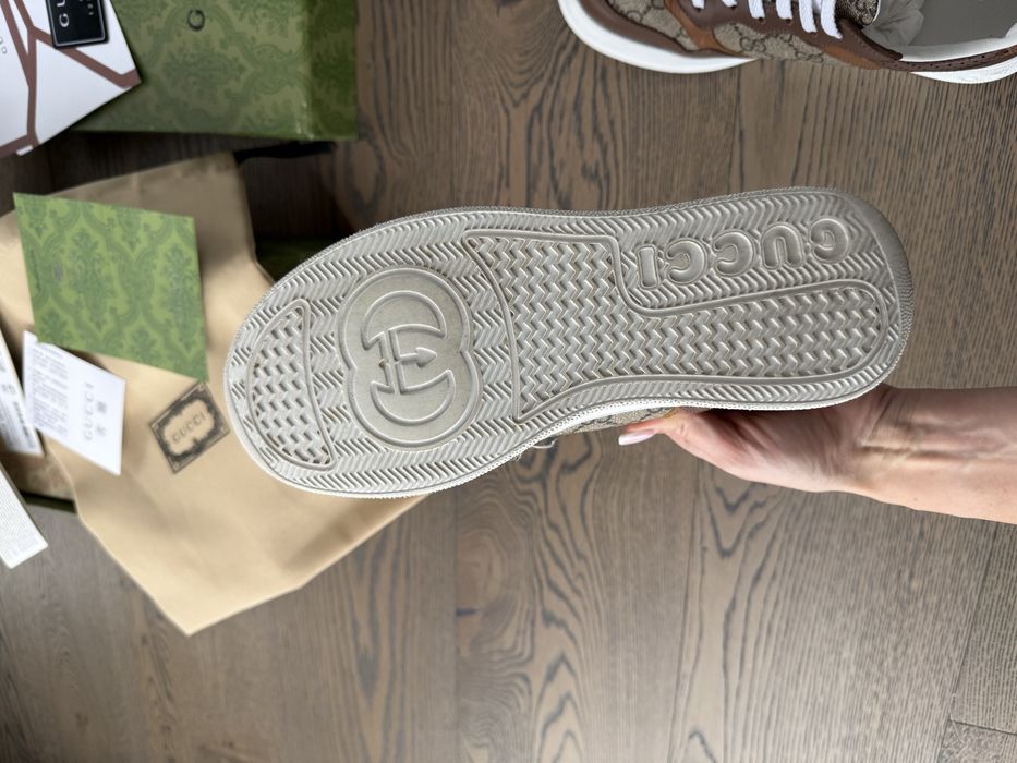 ПРОМО ЦЕНА Gucci обувки сникърси кецове естествека кожа кафяви