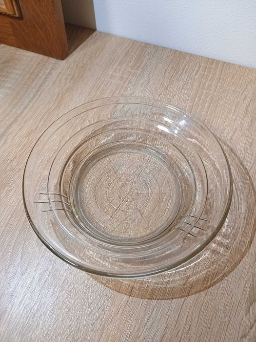 Bol farfurie de servire sticla presata vintage