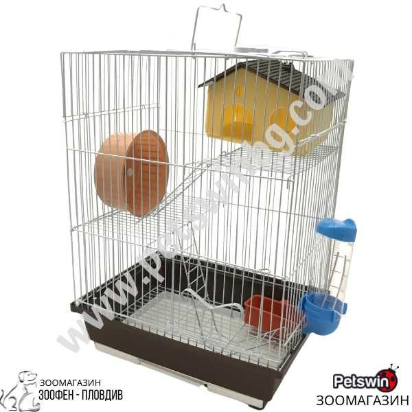 Клетка за Хамстер - 29.5см/22.5см/40см - с Аксесоари- Кафява Разцветка