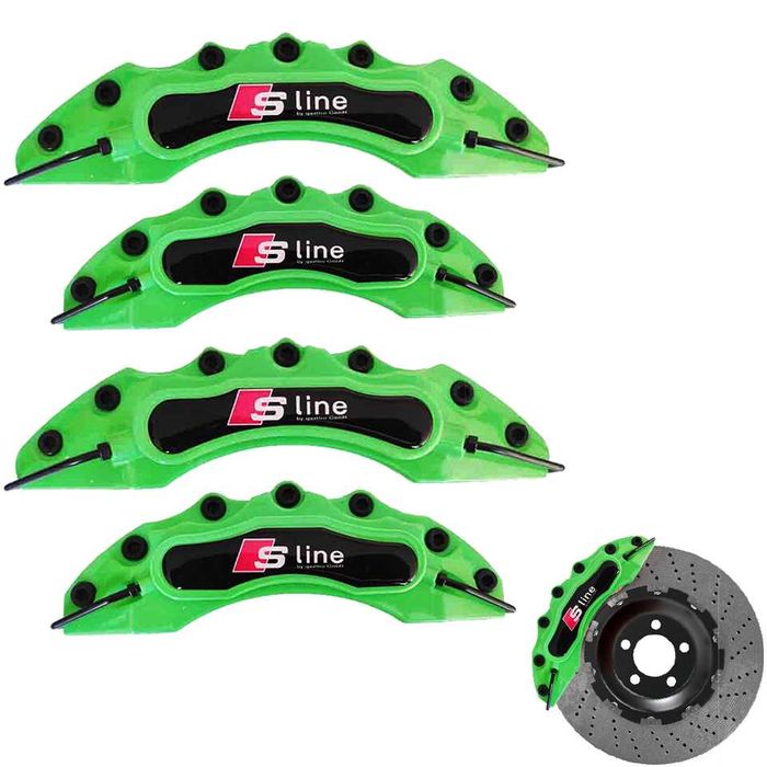 Капаци за спирачни апарати Ауди AUDI Sline комплект 4 броя зелени