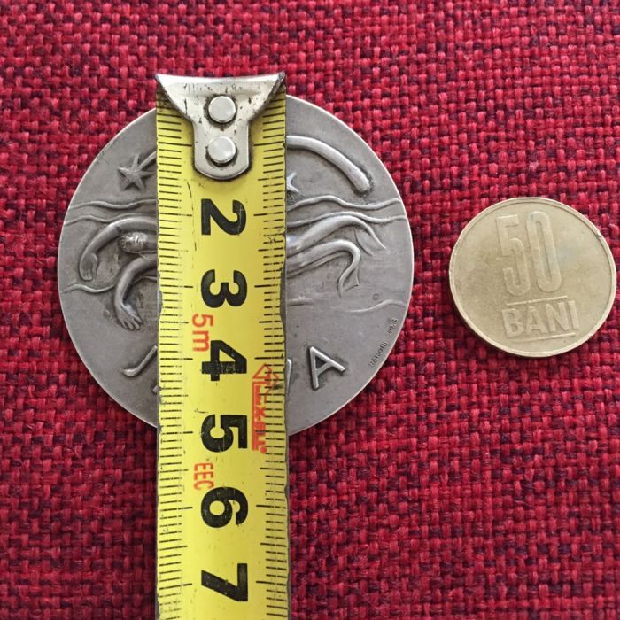 Insigna/Broșa/Medalie/Ecuson/înot argint 800/vechi 1928
