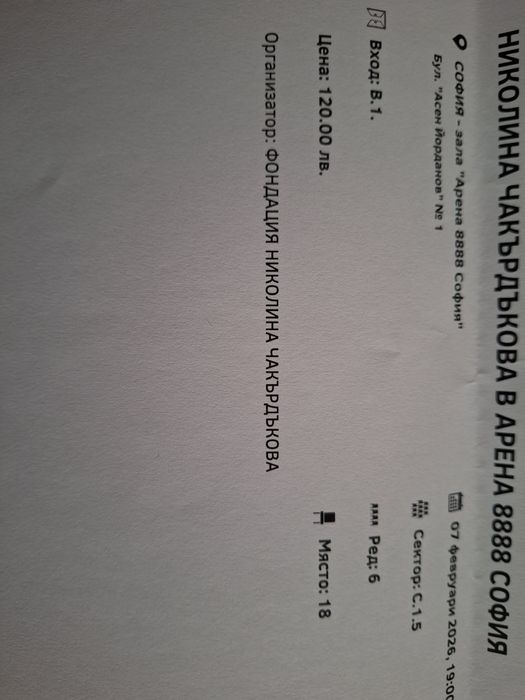 Билети за концерта на Николина Чакърдъкова - 07.02.2026 г.