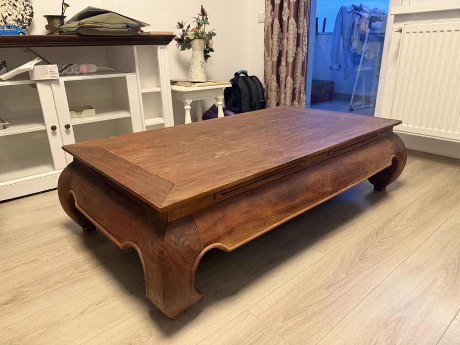 Masă de ceai stil oriental chinezesc – lemn de tec, lucrată manual
