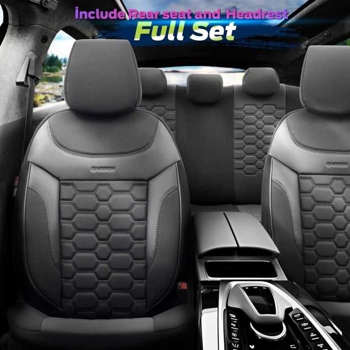 К-т Луксозна Тапицерия Automat-OTOM, Черна със сив шев, CARBON Design