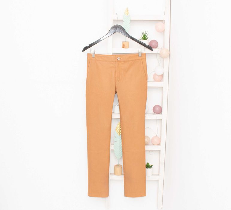 2nd Day Дамски кожен панталон светло кафяв тан естествена кожа 32 XXS