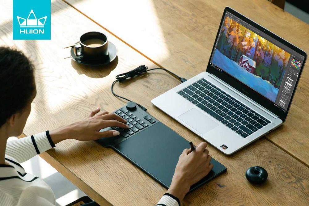 Беспроводной графический планшет Huion Inspiroy Keydial KD200