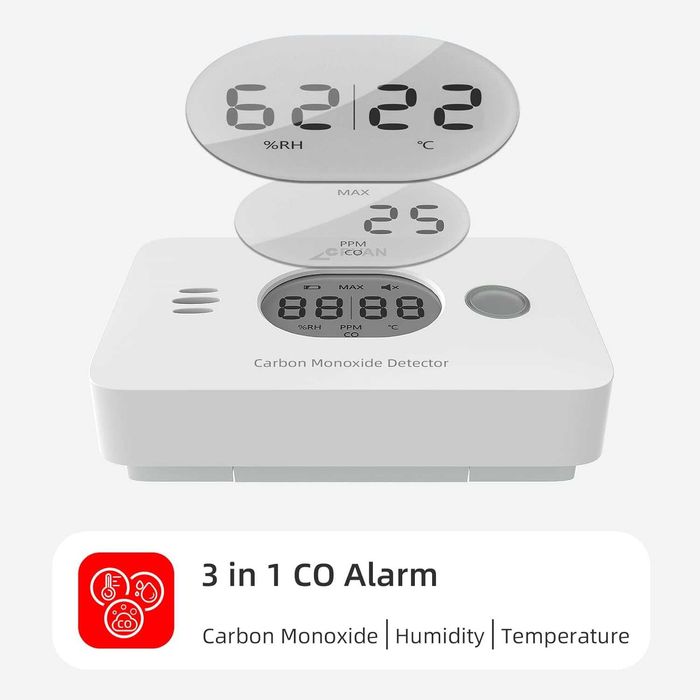 Детектор за въглероден окис  CO CPVAN безжичен 3-в-1- COS- X3 Plus