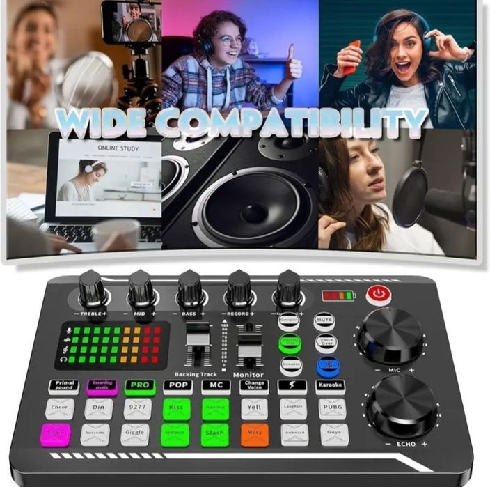 Placa de sunet externa , Bluetooth și efecte de sunet (ideala Podcast Tiktok Karaoke Live)